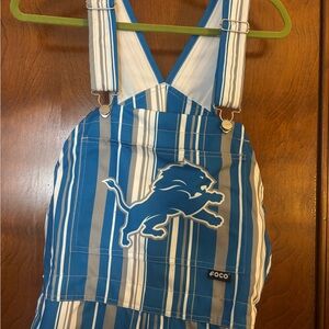 Detroit Lions NFL bib overalls size L brand new striped blue white gray